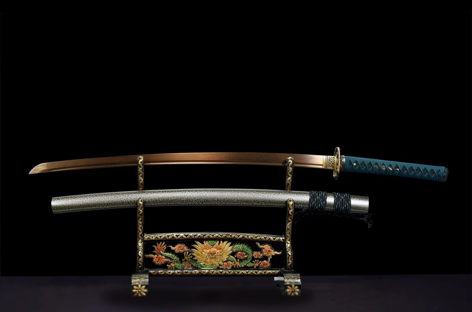 Spring Katana (Grilled Gold Damascus Steel)