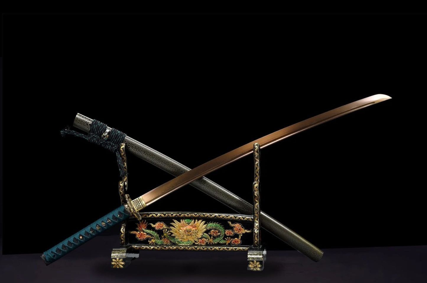 Spring Katana (Grilled Gold Damascus Steel)