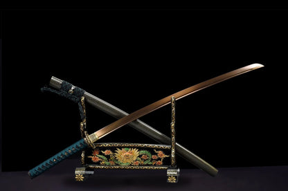 Spring Katana (Grilled Gold Damascus Steel)