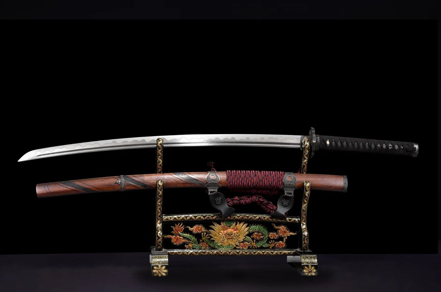 Wave Damascus Katana (Damascus Steel & Genuine Hamon)