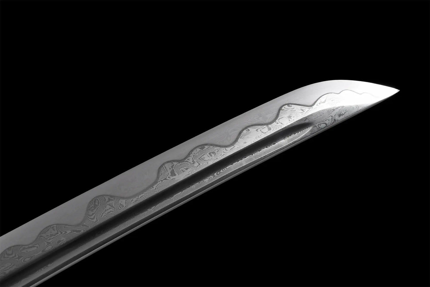 Wave Damascus Katana (Damascus Steel & Genuine Hamon)