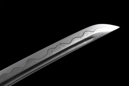 Wave Damascus Katana (Damascus Steel & Genuine Hamon)